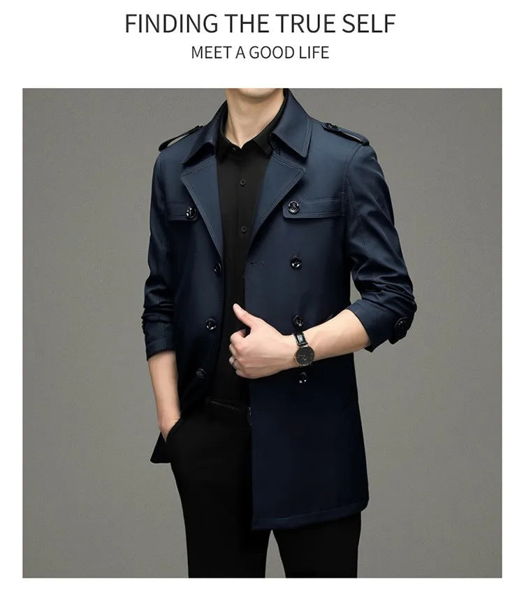New Autumn Winter Men's Trench Coats Fashion England Style Long Jackets Men Business Casual Windbreaker Coats 2026 Men Clothing