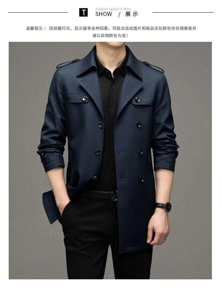 New Autumn Winter Men's Trench Coats Fashion England Style Long Jackets Men Business Casual Windbreaker Coats 2026 Men Clothing