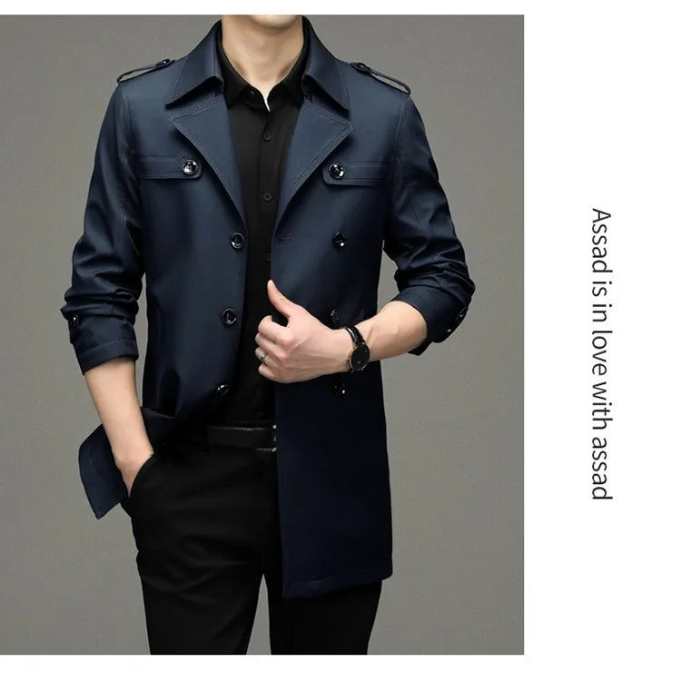 New Autumn Winter Men's Trench Coats Fashion England Style Long Jackets Men Business Casual Windbreaker Coats 2026 Men Clothing