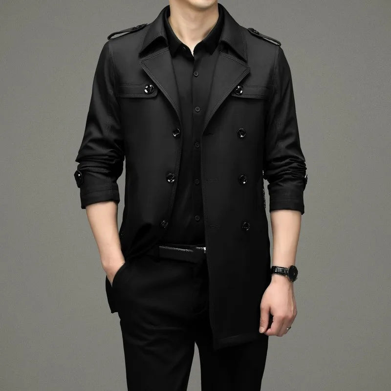 New Autumn Winter Men's Trench Coats Fashion England Style Long Jackets Men Business Casual Windbreaker Coats 2026 Men Clothing