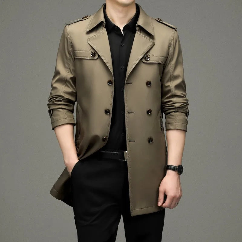 New Autumn Winter Men's Trench Coats Fashion England Style Long Jackets Men Business Casual Windbreaker Coats 2026 Men Clothing