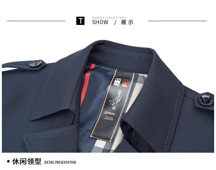 New Autumn Winter Men's Trench Coats Fashion England Style Long Jackets Men Business Casual Windbreaker Coats 2026 Men Clothing