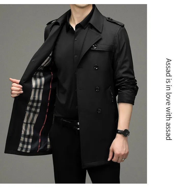 New Autumn Winter Men's Trench Coats Fashion England Style Long Jackets Men Business Casual Windbreaker Coats 2026 Men Clothing