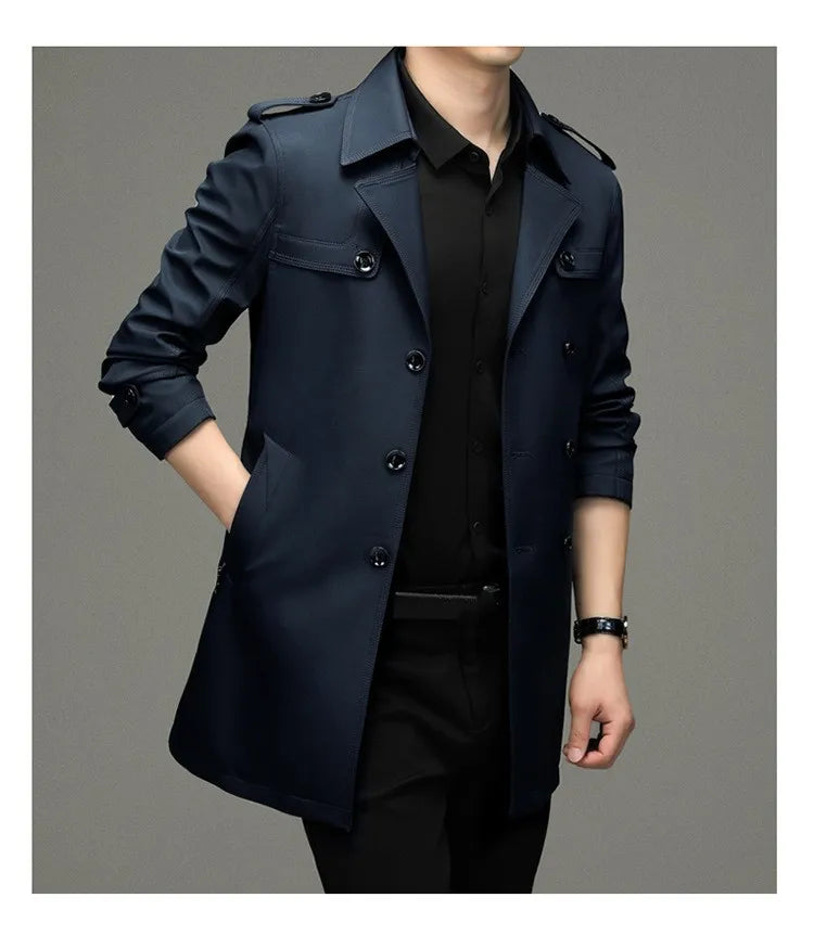 New Autumn Winter Men's Trench Coats Fashion England Style Long Jackets Men Business Casual Windbreaker Coats 2026 Men Clothing