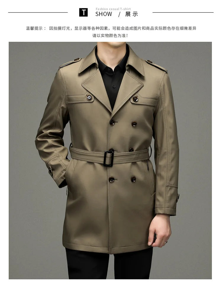 New Autumn Winter Men's Trench Coats Fashion England Style Long Jackets Men Business Casual Windbreaker Coats 2026 Men Clothing