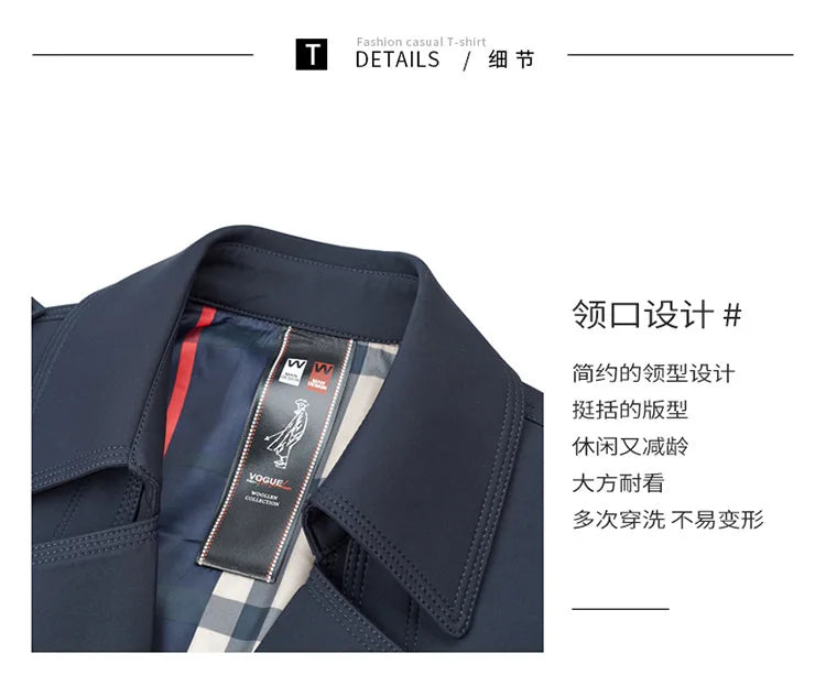 New Autumn Winter Men's Trench Coats Fashion England Style Long Jackets Men Business Casual Windbreaker Coats 2026 Men Clothing